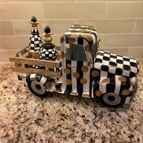 Checkered Black and White Decorative Truck